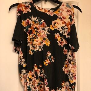 Maurice’s dark gray floral shirt